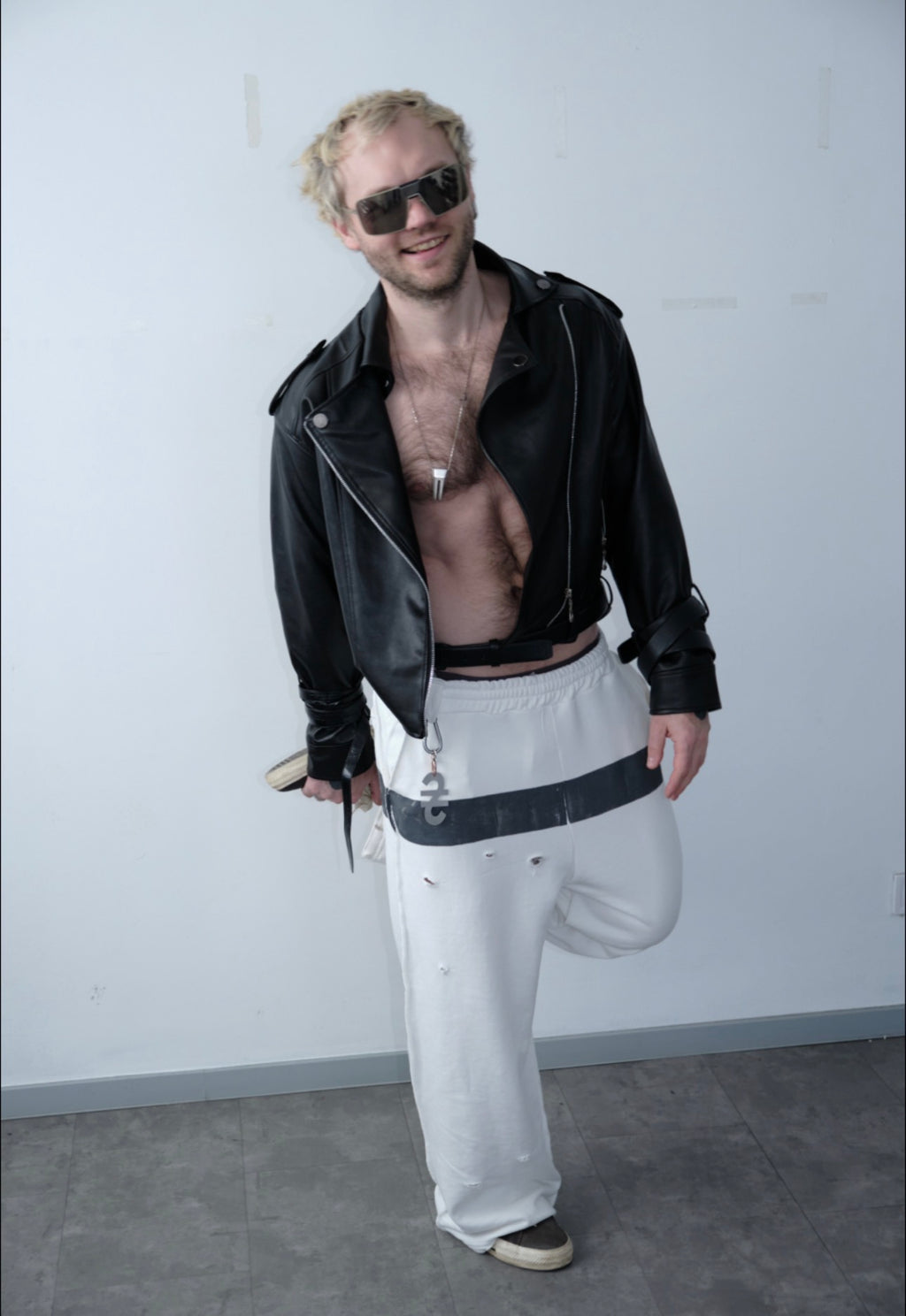 LEATHER SHOULDER PADS JACKET